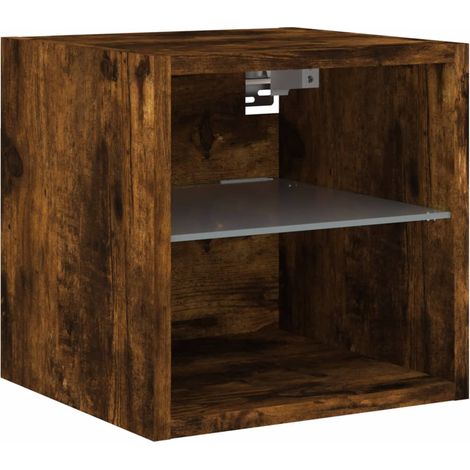 Mobile TV multimediale scaffale per televisione televisione buffet sala da pranzo soggiorno camera da letto a parete con luci LED rovere affumicato 30 x 28,5 x 30 cm marrone 020027977