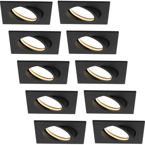 Spot LED Encastrable Ultra Plat 425 Lumen 230V 5W Dimmable Corps Carré Orientable Noir (10er - Blanc Chaud) (1/5)