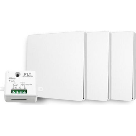 Kit interrupteur va-et-vient sans fil – 3 boutons poussoirs pré-programmés – Récepteur radio pour installation rapide – Utilisation en milieu humide