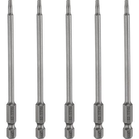 5Pcs Embout Tournevis Torx TT10 1/4" Hex Tige Longueur 4" (100mm) (1/5)
