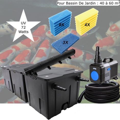 Kit de Filtration, UV 72 W,+ Jeu de mousses Pompe bassin et Filtre Pour Bassin De Jardin : 40 à 60 m³ (1/5)