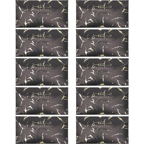 Lot de 10 enveloppes dorées pour l'Aïd Moubarak, enveloppes cadeaux en papier chic-19.5x9.5cm-Black