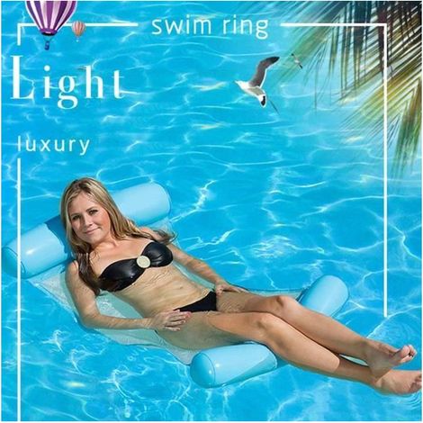 Lit flottant gonflable portable Hamac d\'eau Flottant pliable Piscine Flotteur de Plage Jeux d’Eau Jouet Natation -Bleu foncé/clair (1/4)