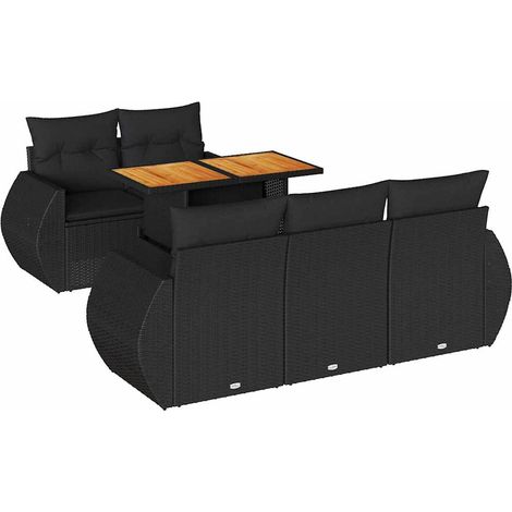 Maison Exclusive - Set Divano da Giardino 6 pz con Cuscini Nero in Polyrattan (1/5)