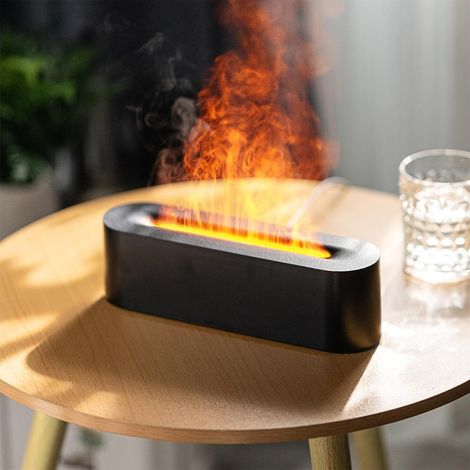 Aroma-Diffusor mit Flammen, Tisch-Luftbefeuchter mit 7 Farben Flammen, 3 Geschwindigkeitsstufen, Timer und automatischer Abschaltfunktion, geeignet für Büros, Schlafzimmer, Wohnzimmer, Küchen usw. (1/5)