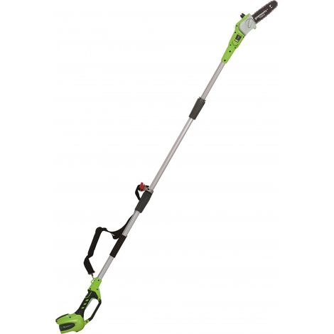 Greenworks – Élagueuse à batterie 40V – Perche télescopique 2,4m – Guide-chaîne 20cm pour branches jusqu’à 15cm – Système de graissage automatique