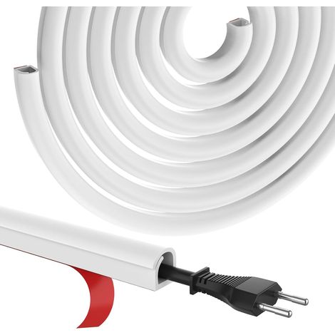 Mini Goulotte Cache Câble Souple en Silicone (10x10mm) - 1m Passe Câble Mural Autocollant à Bords Enroulés, Capacité 1-2 Fils, Gestion de Câbles pour TV, Bureau et Maison - Blanc (1/5)