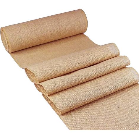 Lntyq Tischläufer aus natürlichem Sackleinen, 10 m x 30 cm, Tischläufer aus Sackleinen, Tischläufer aus Vintage-Jute, für Tischdekoration bei Veranstaltungen, Hochzeiten und Partys (10 m x 30 cm) (1/5)