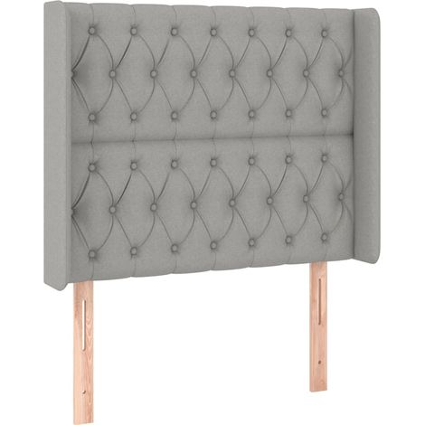 Tête de lit accessoire couchage chambre à coucher meuble capitonné avec rebord latéral 103 x 16 x 118/128 cm tissu gris clair TDL0205326