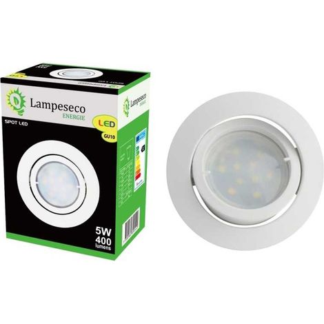 Lot de 2 Spot Led Encastrable Complete Blanc Orientable lumière Blanc Chaud eq. 50W ref.193 (1/5)
