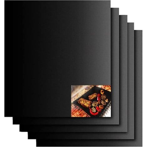 Tapis de cuisson barbecue - A240 - Antiadhésif - Réutilisable - 40x33 CM (Noir) (1/4)