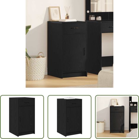 Holzwerkstoff - Sideboard Schwarz Eichen-Optik 40 x 40,5 x 75 cm Holzwerkstoff (1/5)
