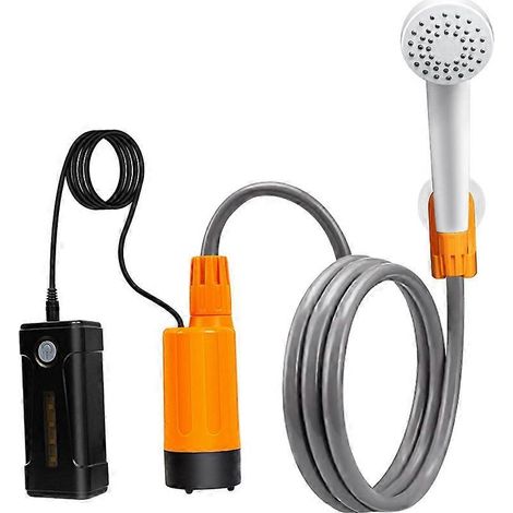 Douche portable extérieure avec pompe de bain rechargeable, douche électrique à main pour camping, randonnée et natation en voiture ou en piscine. (1/5)