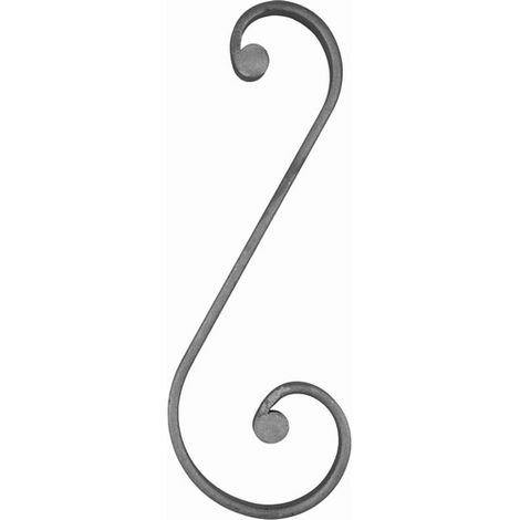 Volute inégale en S à noyau - Hauteur 380mm Largeur 135mm Plat lisse 20x8mm - Fer forgé - À souder - DECO FER FORGE (1/5)