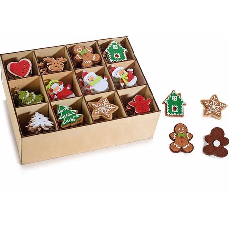 Decorazioni Natalizie in Panno Adesive per Casa e Pacchi Regalo Scatola 144 Pz (1/3)