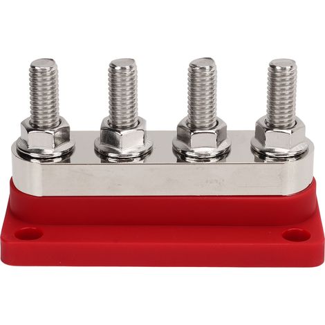 Barre de bus batterie 12V-48V 600A, 4 bornes M10, bloc distribution haute intensité pour bateau, yacht, caravane, voiture, rouge (1/5)