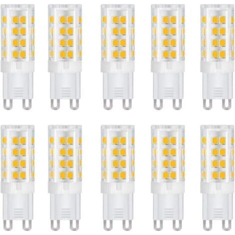 G9 Led Ampoules, Base En Céramique, 5W (Equivalent 50W Ampoules Halogènes), 500Lm, Blanc Chaud 3000k, Culot G9, G9 Ampoules Pour l’Éclairage Domestique, Pack De 10 (1/4)