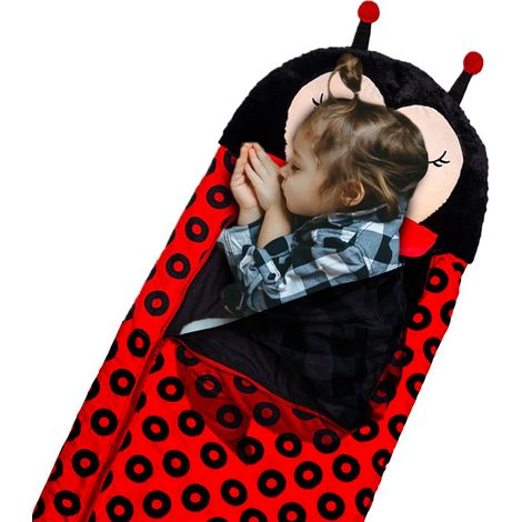 (Connaissances non traitées) Sac de couchage paresseux pour enfants, pyjama enduit, couverture de sieste 12643cm (coccinelle noire) Interdit aux États-Unis, violation protégée