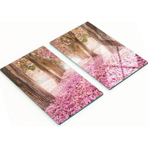 Tableros de vidrio duraderos y elegantes con estampado de flores de 谩rbol rosas, 2x30x52 cm.
