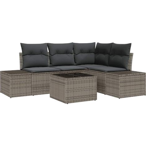 Maison Exclusive - Set Divano da Giardino Grigio chiaro polyrattan