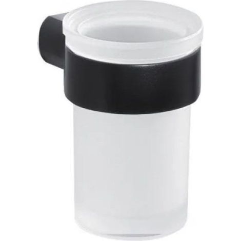 Vaso Portacepillos De Baño En Acabado Negro Mate De Pared  Palazzo
