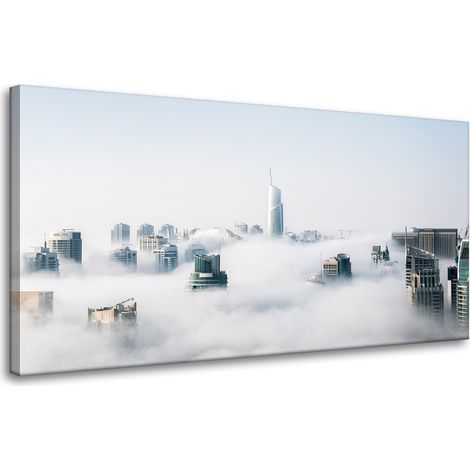 Leinwanddruck Architektur Wolkenkratzer 80x40 USA Himmel Nebel