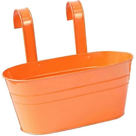 Porte-pots de fleurs suspendu en fer, pot de fleurs ovale, support décoratif pour fenêtre, jardin, terrasse et bureau - orange (1/5)
