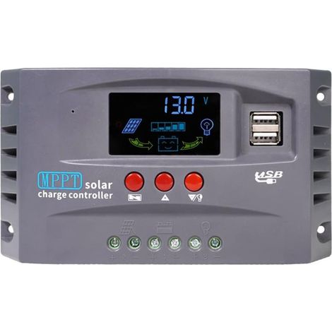 Contrôleur Charge Solaire MPPT 20A 12V/24V - Régulateur Photovoltaïque Haute Efficacité, Affichage LCD (1/4)