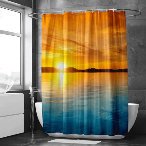 Rideau de douche motif forêt et animaux aquarelle, polyester imperméable, 180x180 cm (1/5)