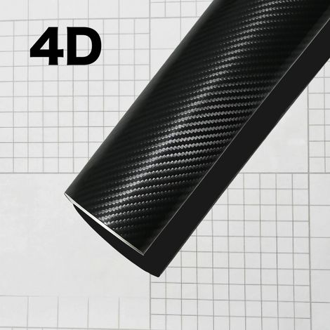 (4D Nano Carbone - 50 x 600 cm) Film de protection en fibre de carbone pour carrosserie automobile, mat, noir brillant, autocollant, film pour rétroviseurs, portières, intérieur et extérieur (1/4)