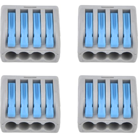 Lot de 25 cosses à connexion rapide compactes à levier à quatre voies (bleues) (1/5)