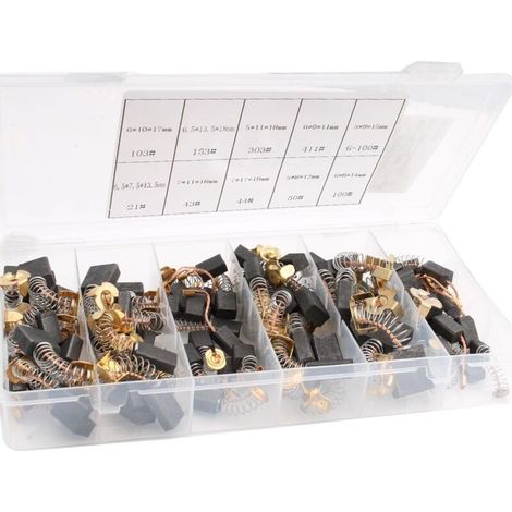 RUNCCI-YUN 80PCS 10 tailles Balai Charbon Moteur Electrique Balais en Charbon Universel Charbon pour Perceuse Charbon pour Machine Electrique Brosses de Carbone pour Ponceuses, Scies Circulaires