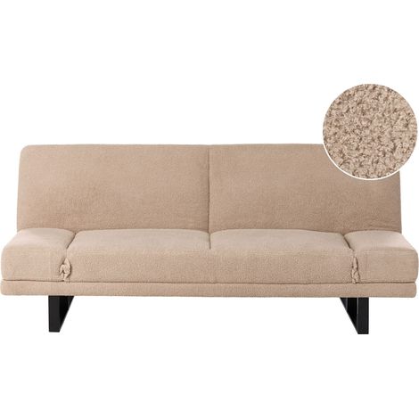 Sofa Bed 2 Seater YORK Boucle Sand Beige