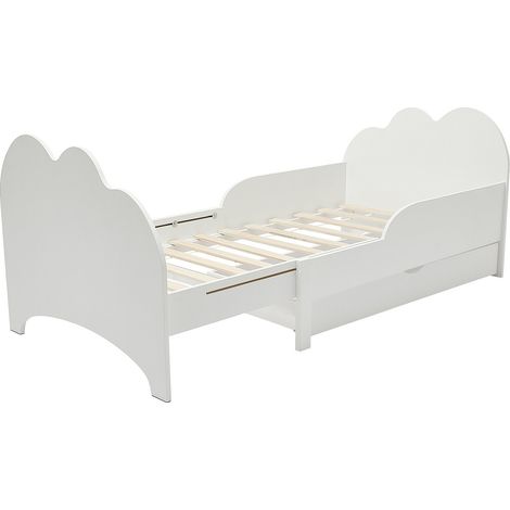 Vente-Unique – Lit évolutif 90 x 140/170/200 cm avec tiroir – MDF et pin laqué blanc – Sommier plein – Charge maximale 120 kg (1/4)