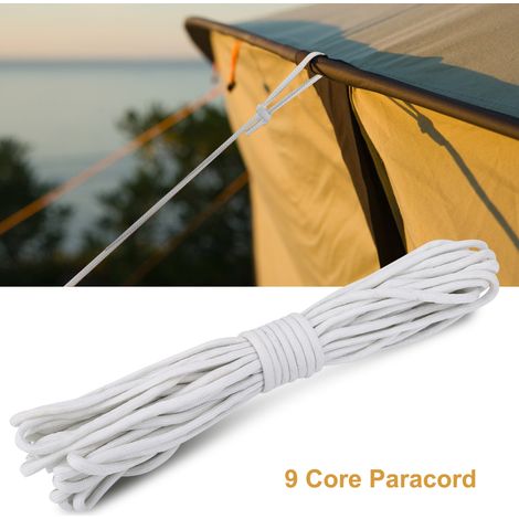 Cordon Paracord Lumineux 9 Brins, Corde de Survie Extérieure Phosphorescente Blanche (1/5)