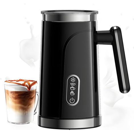 Mousseur à lait électrique 4-en-1, 300ml – silencieux, chaud et froid, pour latte et chocolat-Noir (1/5)