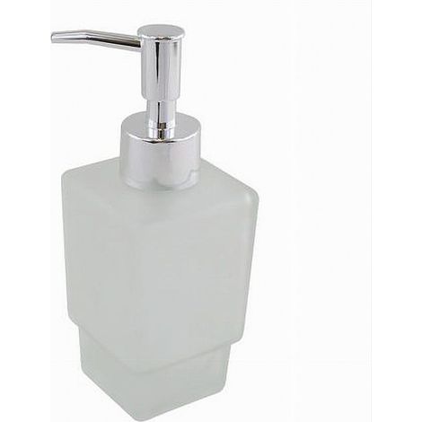 TRADE SHOP - Dispenser Ricambio Porta Sapone Liquido Vetro Satinato Cubico Bagno Accessori 87265 - (1/3)