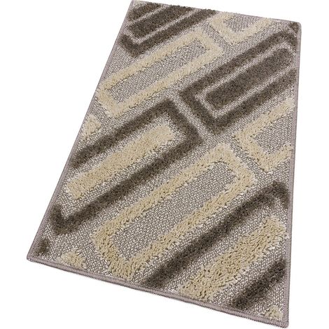 Tappeto Bagno Moderno Morbido Soffice Assorbente Asciugapassi Antiscivolo Lavabile Beige - 50x110 Cm