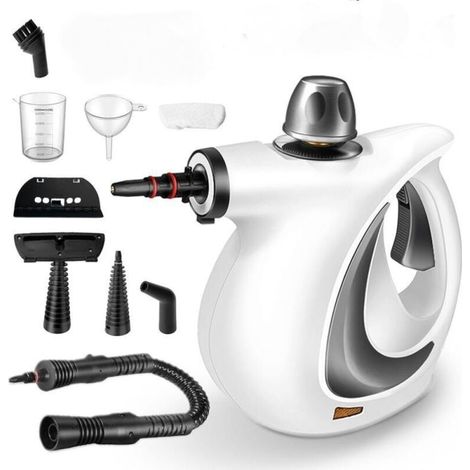 Nettoyeur Vapeur Portable, Nettoyeur à Vapeur Portatif Polyvalent avec Verrouillage de Sécurité et 9 Accessoires pour la Salle de Bain, les Fenêtres la Cuisine (1/5)