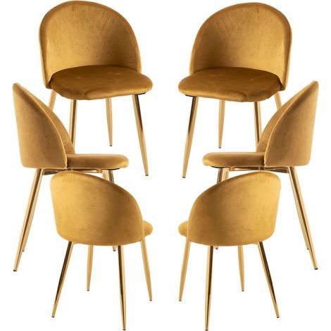 Packs Sillas Comedor - Pack 6 Sillas Vint Terciopelo Golden - Amarillo (1/5)