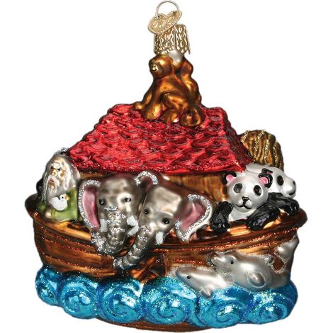 Ancien Monde de Noël Spirituel Cadeaux en Verre soufflé pour Arbre de Noël Arche de Noé (1/4)