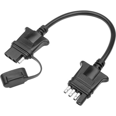 4-Pin Flat Trailer Extension Cable 12 inch, Heavy Duty 18AWG Copper 4 Way Trailer Wiring Connector Harness Vehicle-Side Trailer-Side 4 Prong Trailer Light Plug Trailer Hitch Wire Extension 1ft