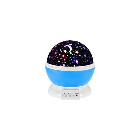 Veilleuse enfant projecteur étoiles, rotation 360°, bleue –