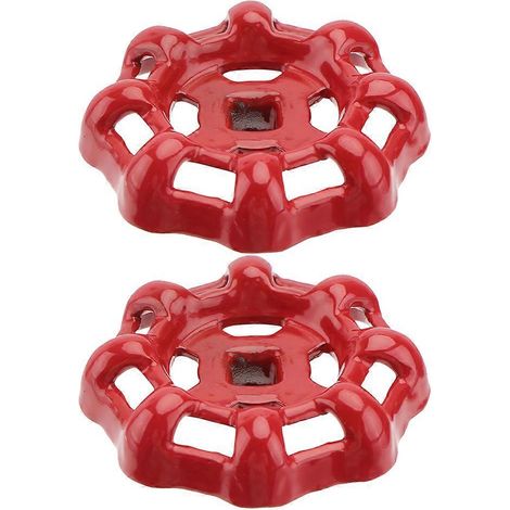 Poignée extérieure en fonte rouge avec molette de réglage, dimensions : 5 x 5 x 1 cm. Compatible avec différents types de robinets. Lot de 2. (1/5)
