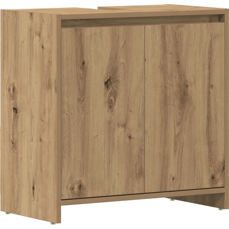 Armoire lavabo de salle de bain avec espace de rangement 60 x 33 x 60 cm en bois d'ingénierie chêne artisanal