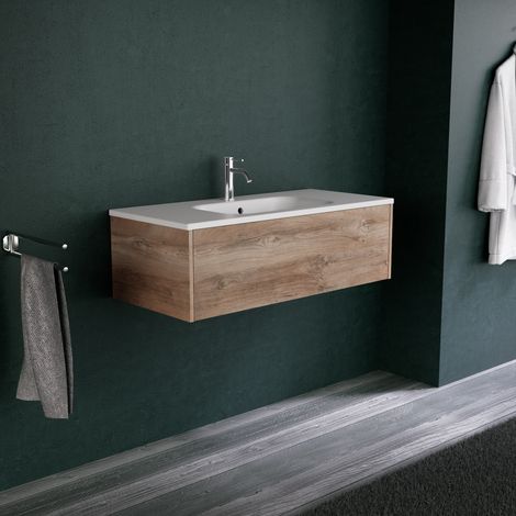 Inda - Meuble de salle de bain 1 tiroir L.100 avec vasque mat / (1/5)