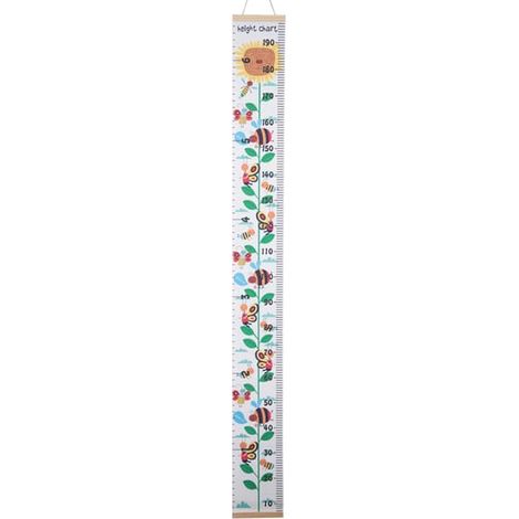 Toise pour enfants, cadre en bois, toile, mesure la taille de bébé à adulte, 20 x 200 cm, motif tournesol, pour chambre d'enfant (1/5)