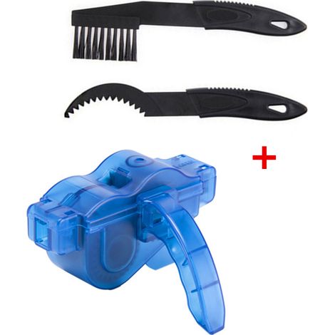 Dispositif de Nettoyage Chaîne de Bicyclette Outil de Nettoyage de Chaîne de Bicyclette pour Le Nettoyage Rapide pour Tous Les Types de Chaîne de Vélo avec Deux Brosses, Bleu (1/5)
