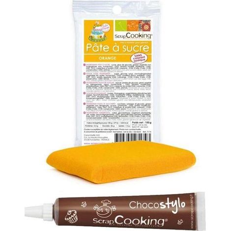 Stylo chocolat + Pâte à sucre orange 100 g