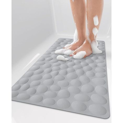 Tapis de bain antidérapant avec ventouses puissantes, caoutchouc souple sans BPA, surface galets massage, lavable en machine, sécurité bébé et senior (1/4)